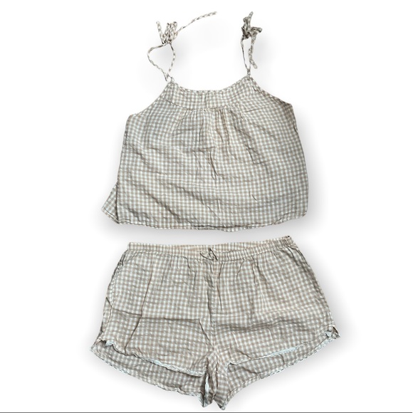 aerie Other - Aerie gingham 2 peice pajama tank top and shorts size Medium